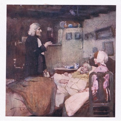 Men i sin pligt, hurtig ved hvert opkald, så han og græd, han bad og følte for alle (farve litho) af William Lee Hankey