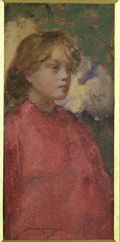 Pige i rødt (akvarel på papir) af William Lee Hankey
