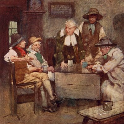 Illustration til The Deserted Village af Oliver Goldsmith (farve litho) af William Lee Hankey