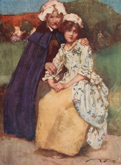 Illustration til The Deserted Village af Oliver Goldsmith (farve litho) af William Lee Hankey