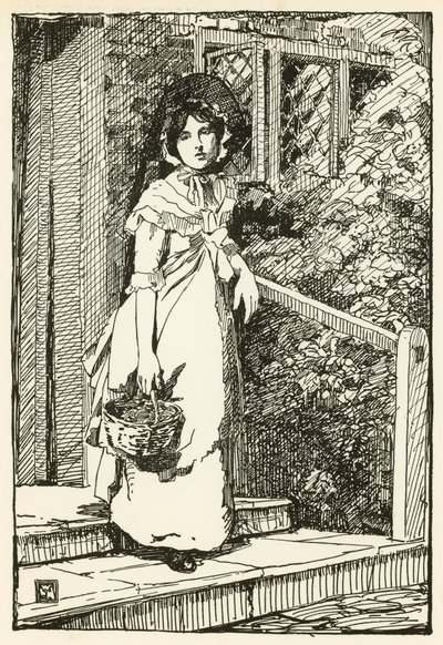 Illustration til The Deserted Village af Oliver Goldsmith (farve litho) af William Lee Hankey