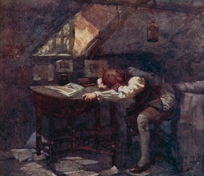 Illustration til The Deserted Village af Oliver Goldsmith (farve litho) af William Lee Hankey
