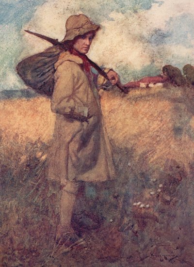 Illustration til The Deserted Village af Oliver Goldsmith (farve litho) af William Lee Hankey