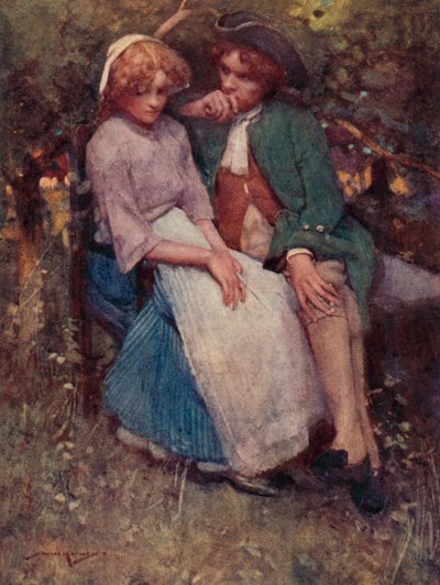 Illustration til The Deserted Village af Oliver Goldsmith (farve litho) af William Lee Hankey