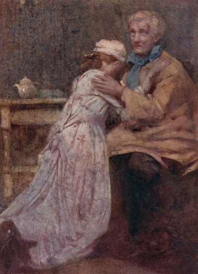 Illustration til The Deserted Village af Oliver Goldsmith (farve litho) af William Lee Hankey