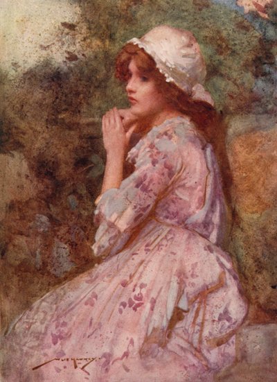 Illustration til The Deserted Village af Oliver Goldsmith (farve litho) af William Lee Hankey