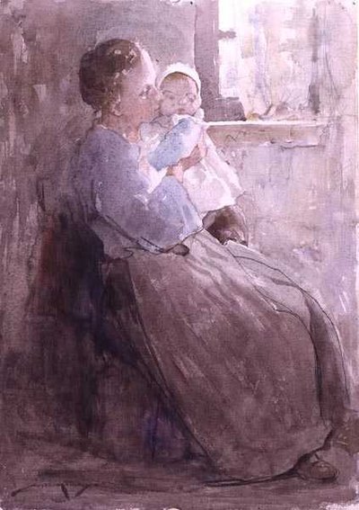 Julie og Louise (akvarel på papir) af William Lee Hankey