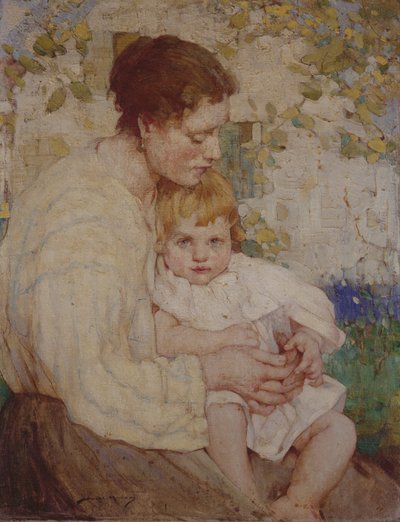 Mor og barn (olie på lærred) af William Lee Hankey