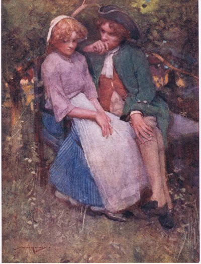 Tjørnbusken, med sæder under skyggen, til tale alder og hviskende elskere lavet! (farve litho) af William Lee Hankey