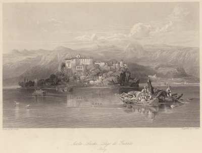 Isola Lechi, Gardasøen, Italien (gravering) af William Leighton (after) Leitch