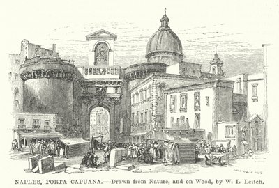 Napoli, Porta Capuana (gravering) af William Leighton (after) Leitch