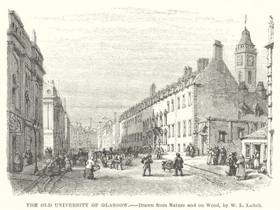 The Old University of Glasgow (gravering) af William Leighton (after) Leitch