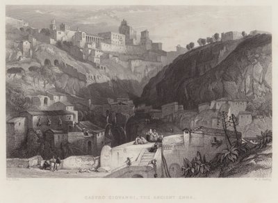 Castro Giovanni, den gamle Enna (gravering) af William Leighton Leitch