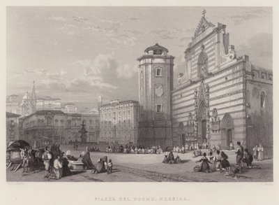 Piazza Del Duomo, Messina (gravering) af William Leighton Leitch