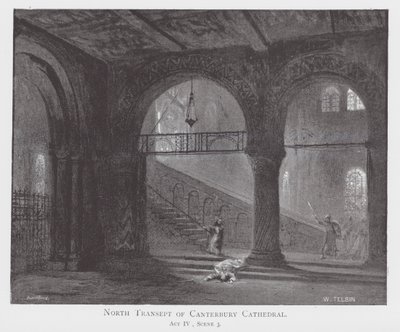 Det nordlige tværskib i Canterbury Cathedral (litografi) af William Lewis (after) Telbin