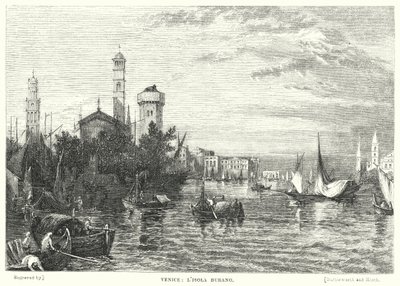 Venedig, Burano Island (gravering) af William Linton