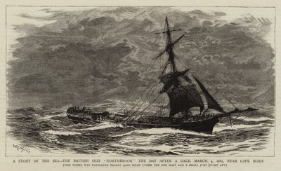 A Story of the Sea, det britiske skib Northbrook dagen efter en kuling, 4. marts 1885, nær Kap Horn af William Lionel Wyllie