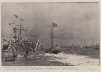 Li Hung Changs inspektion af flåden ud for Spithead, Royal Yacht Alberta, der passerer langs linjen af slagskibe af William Lionel Wyllie