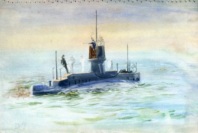 Ubåd D7, begyndelsen af det 20. århundrede (akvarel, grafit) af William Lionel Wyllie