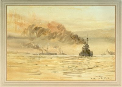 Overgivne tyske slagskibe i Firth of Forth af William Lionel Wyllie