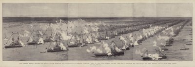 The Grand Naval Review på Spithead til ære for dronningens diamantjubilæum, 26. juni 1897, hvor flåden affyrede Royal Salute ved Royal Yachts indsejling i linjerne af William Lionel Wyllie