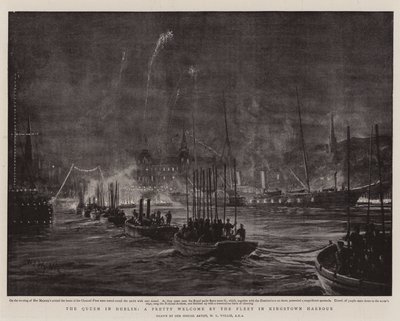 Dronningen i Dublin, en smuk velkomst af flåden i Kingstown Harbor af William Lionel Wyllie