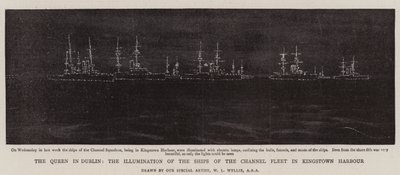 Dronningen i Dublin, illumination af skibene fra kanalflåden i Kingstown Harbour af William Lionel Wyllie