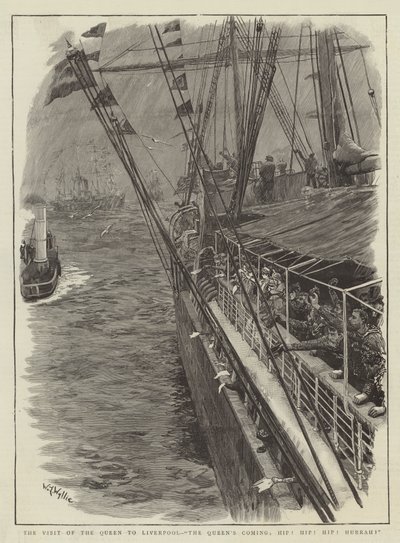 Dronningens besøg i Liverpool, Dronningen kommer, Hip! Hofte! Hurra! af William Lionel Wyllie