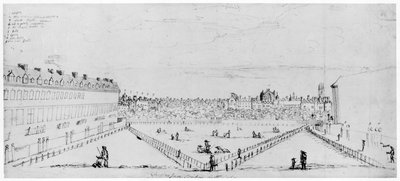 Lincolns Inn Fields, ca. 1660 (pen- og blæktegning) af William Lodge