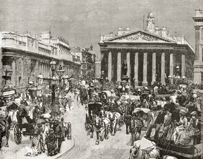 Bank of England og Royal Exchange i det nittende århundrede, fra 