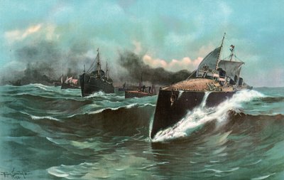 Spaniens torpedobådsflotille på vej fra De Kanariske Øer til Puerto Rico af William Louis Jnr. Sonntag
