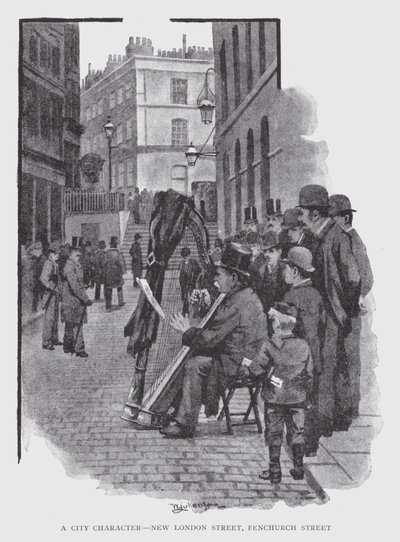 A City Character, New London Street, Fenchurch Street (litho) af William Luker