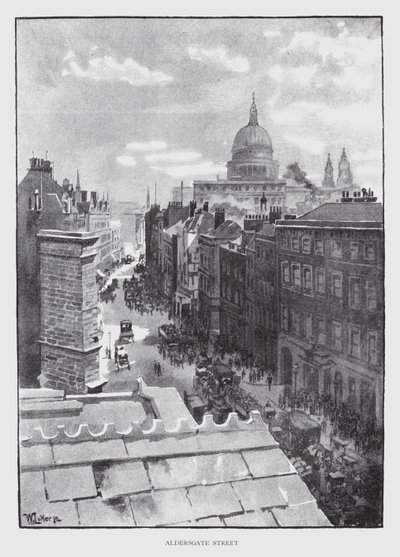 Aldersgate Street (litho) af William Luker