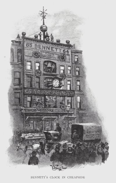 Bennetts ur i Cheapside (litho) af William Luker