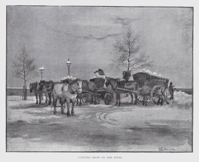 At køre sne til floden (litho) af William Luker