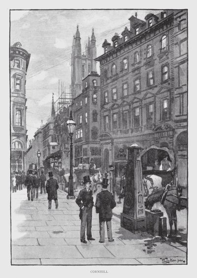 Cornhill (litho) af William Luker