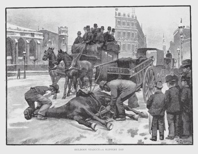 Holborn Viaduct, en glat dag (litho) af William Luker
