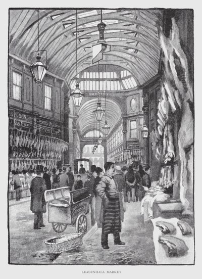 Leadenhall Market (litho) af William Luker