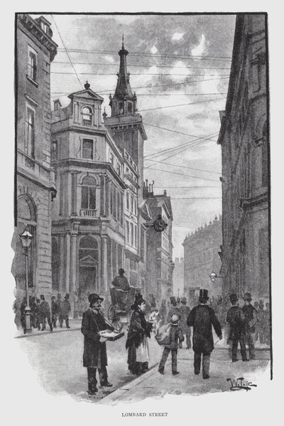Lombard Street (litho) af William Luker