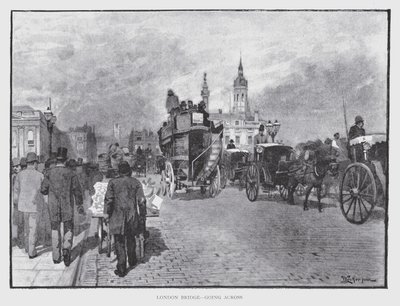London Bridge, går over (litho) af William Luker