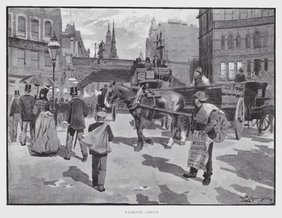 Ludgate Circus (litho) af William Luker