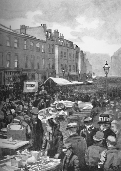 Middlesex Street Late Petticoat Lane på en søndag morgen, 1891 af William Luker