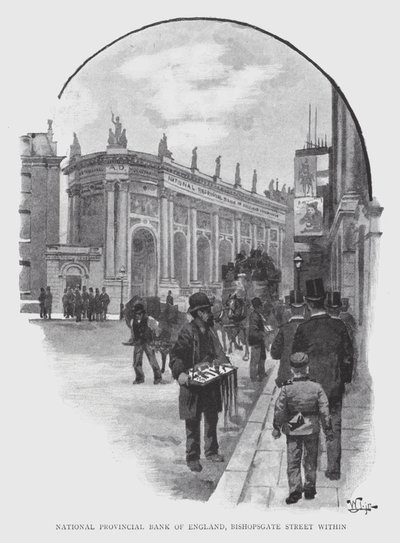 National Provincial Bank of England, Bishopsgate Street inden for (litho) af William Luker