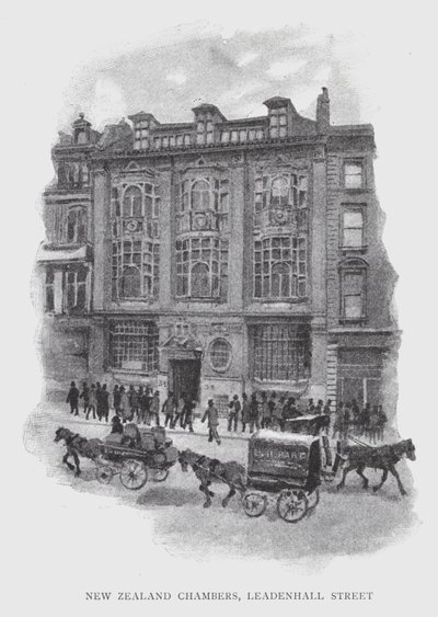 New Zealand Chambers, Leadenhall Street (litho) af William Luker