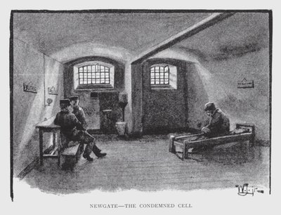 Newgate, den fordømte celle (litho) af William Luker