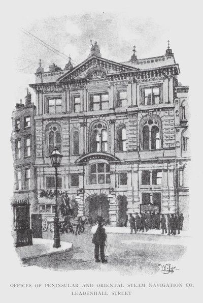 Kontorer for Peninsular and Oriental Steam Navigation Co, Leadenhall Street (litho) af William Luker