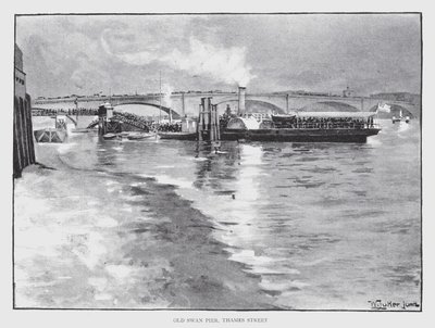 Old Swan Pier, Thames Street (litho) af William Luker