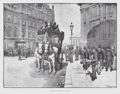 Queen Victoria Street (litho) af William Luker