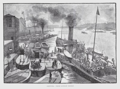 Forsendelse, fra London Bridge (litho) af William Luker