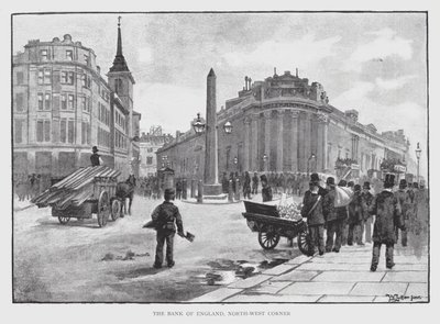 Bank of England, North-West Corner (litho) af William Luker